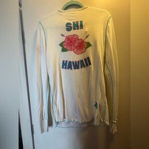 White Long Sleeve Top with Floral Design
